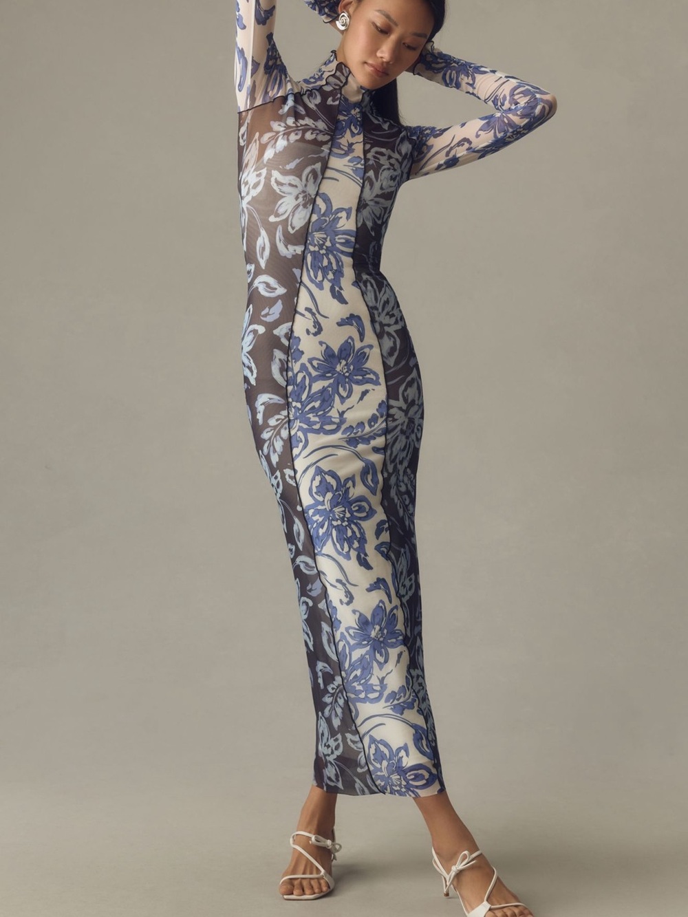 Significant Other Long Sleeve Mock Neck Slim Midi Dress.